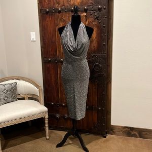 Girl in Mind Silver/ Black Halter  Dress